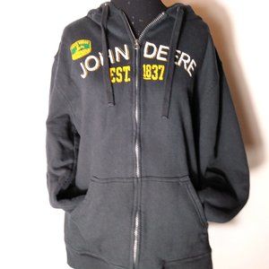 John Deere Dark Blue Hoodie Zip up Sweatshirt Jacket Size: M